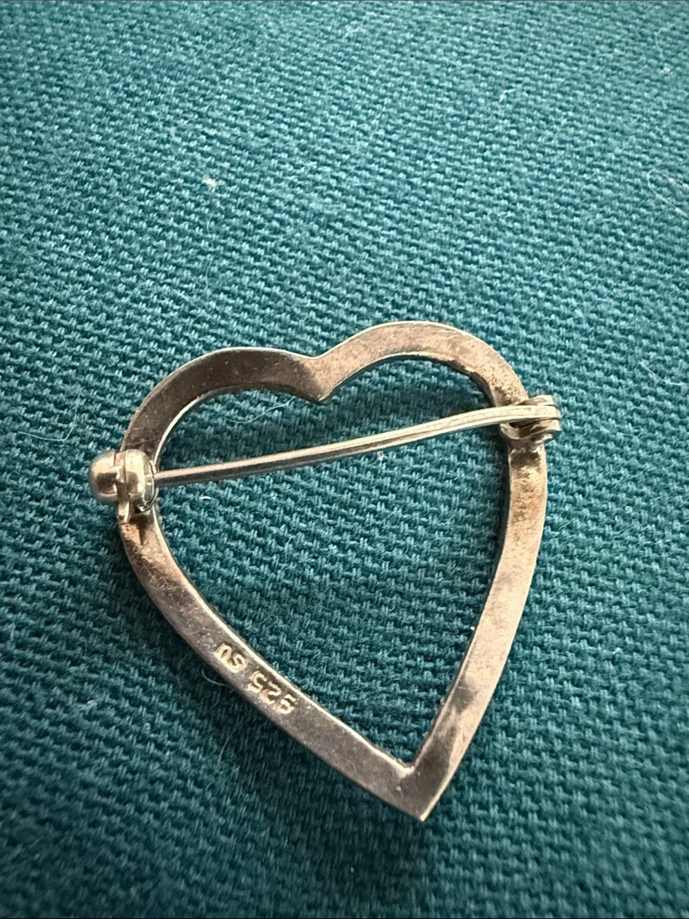 Sterling 925 Silver Heart Brooch with Sparkling Accents